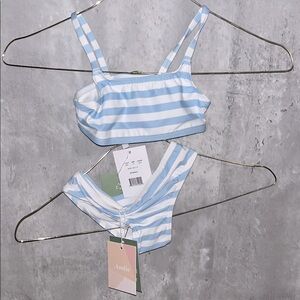 NEW Andie Light Blue and White Striped bikini kids Swimwear set sz 2T